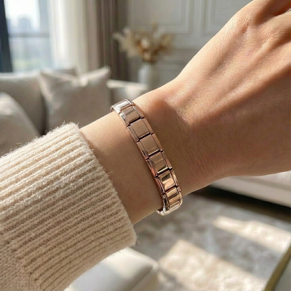 Bracelet charms en or rose